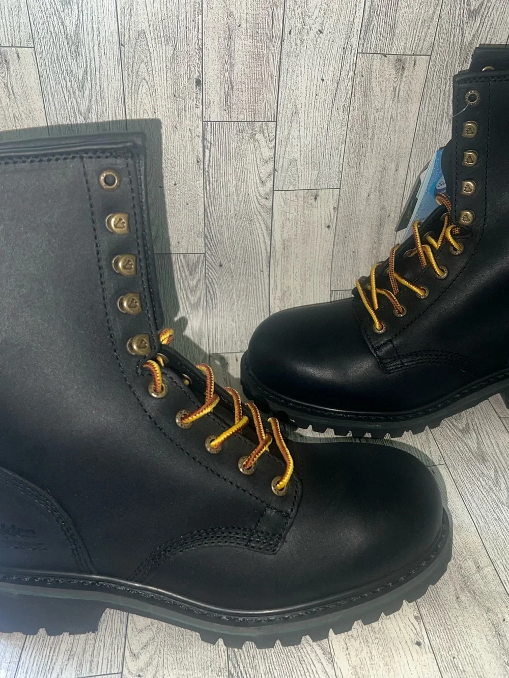 Golden retriever Titan Black Leather Lace-Up Boot Sz 8.5 Wide